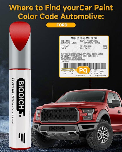 Touch Up Paint Pen Exact Color Match Car Chip and Scratch Repair (for Ford, Race Red(PQ))