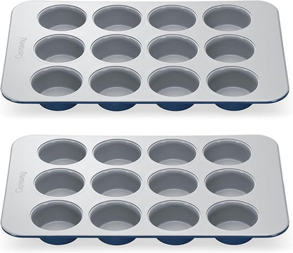 Caraway Non-Stick Ceramic 12-Cup Muffin Pan Duo