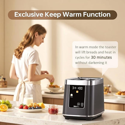 Mecity 2 Slice Toaster with Touch Screen & Auto Lift, Stainless Steel