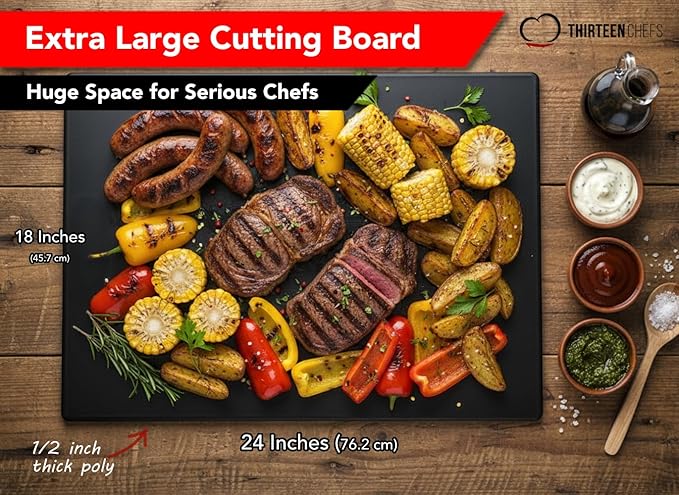 Thirteen Chefs Extra Large 24 x 18 Black Cutting Board