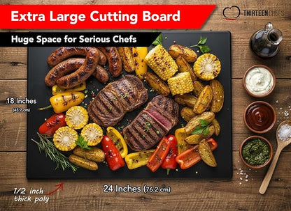 Thirteen Chefs Extra Large 24 x 18 Black Cutting Board
