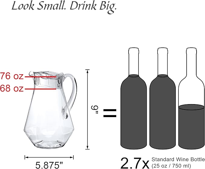 Amazing Abby - Sparkly - Plastic Pitcher, Fridge Jug, Shatter-Proof, and More