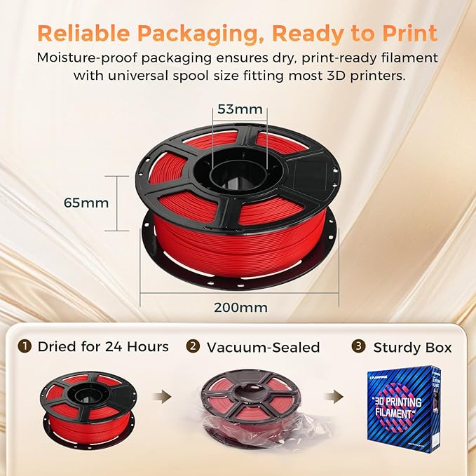 FLASHFORGE PLA Filament 1.75mm +/- 0.02mm, Matte Red 3D Printer Filament 1kg (2.2lbs) Spool, Excellent Printing Performance, Easy to Use for Most FDM 3D Printers