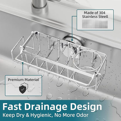 TAILI 4-in-1 Sink Caddy with Strong Suction Cup, Sponge Holder