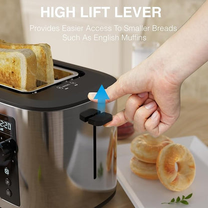 Toaster 4 Slice with Countdown Timer, Extra Wide Slots