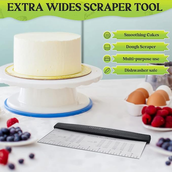 HULISEN Large Bench Scraper for Baking, 10 inch Dough Pastry Scraper