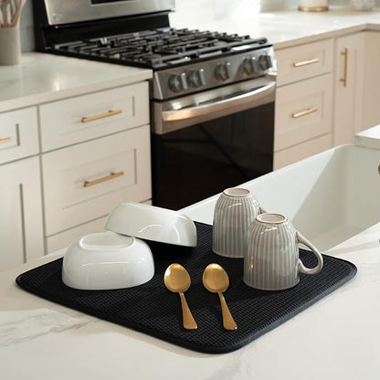 S&T INC. Dish Drying Mat, 16” x 18”, Absorbent Microfiber Kitchen Counter Mat