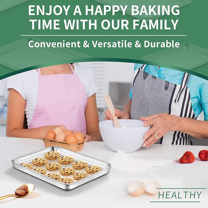 Baking Sheets Set of 2, HKJ Chef Cookie Sheets 2 Pieces & Stainless Steel