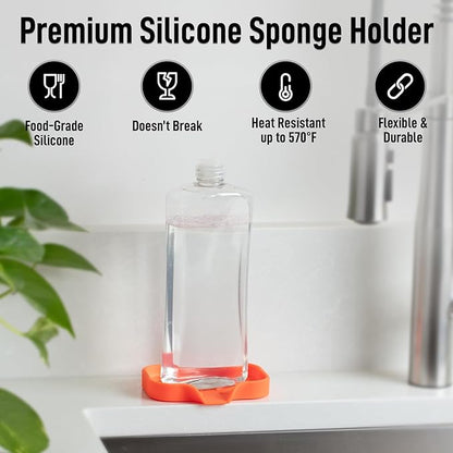 Zulay Kitchen Small Silicone Sponge Holder – Space-Saving Sink Organizer Tray