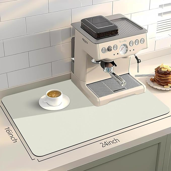 Bloss Coffee Mat / Drying Mat Off White, Absorbent / Hides Stains / Rubber