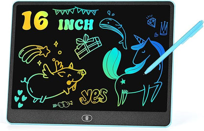 LCD Writing Tablet Doodle Board, 16 inch Colorful Drawing Tablet Writing Pad for Kids, Electronic Erasable Learning Educational Girls Gifts Toys for 3 4 5 6 7 Year Old Girls Boys