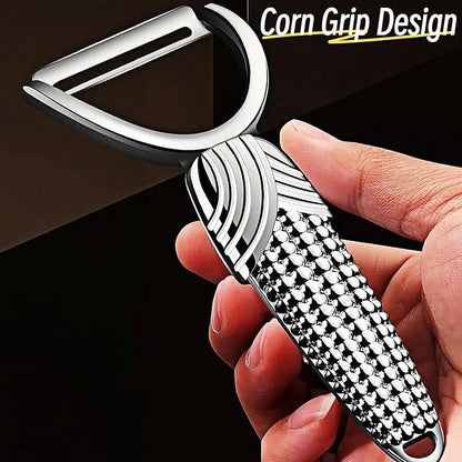 Maxjoy Vegetable Potato Apple Carrot Fruit Veggie Peeler - Corn Kernel Ergonomic Handle, Ultra Sharp Stainless Steel Blades - Silver