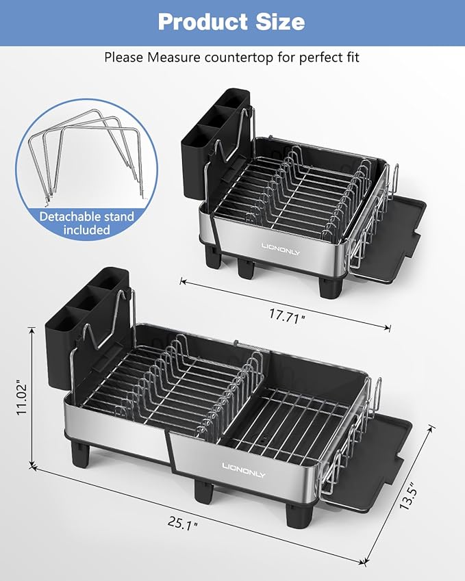 Dish Drying Rack, 304 Stainless Steel Exendable Dish Rack