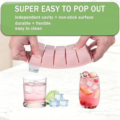 Ice Cube Trays for Freezer, 2 Pack Easy Release Slicone Ice Cube Tray