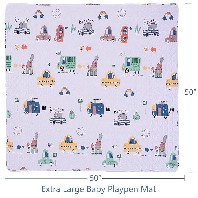 50 x 50 Play Mat for Baby Playpen Tummy Time Mat, Non-Slip Washable Baby Playpen Mat, Baby Crawling Mats for Floor, Portable Travel Large Play Mats for Toddlers and Infants