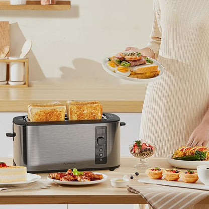 Toaster 4 Slice with Countdown Timer, Extra Wide Slots