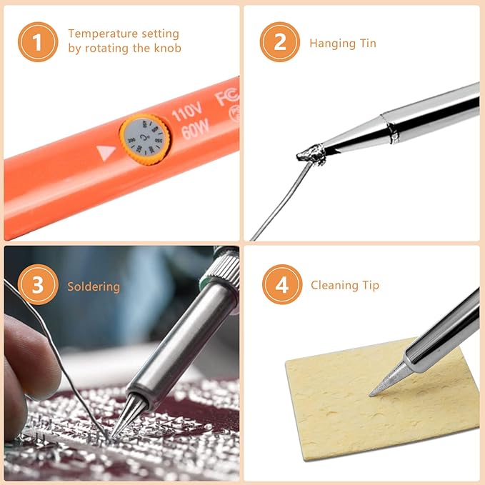 Soldering Iron, 60W 110V Adjustable Temperature Soldering Iron Pen, Portable Welding Tool, Fast Heating, for Electronic Repair, Jewelry, DIY
