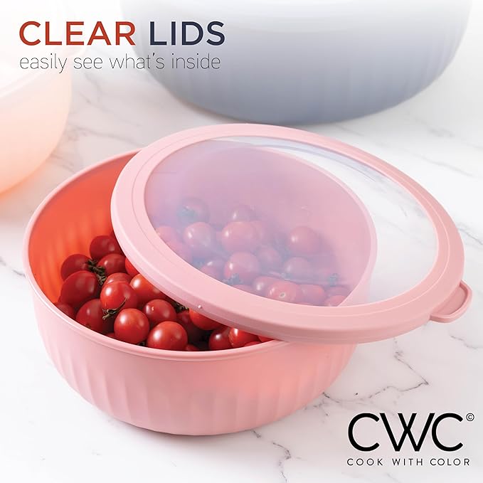 COOK WITH COLOR Prep Bowls with Lids- Wide and Deep Nesting Plastic Small