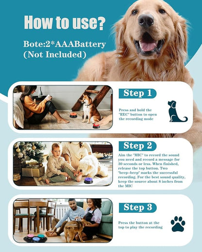 Dog Buttons for Communication, 30s Voice Recording Speaking Button Pet Speech