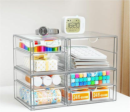 YFXCVSL Clear Stackable Storage Drawers, Acrylic Makeup Organizer