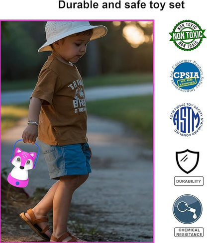 Kids Camping Essentials ??LED Kids Lantern and Rechargeable Kids Headlamp Set | Multiple Purposes Kids Nightlight/Flashlight Toys ?“Holiday, Halloween N Birthday Gifts for Toddlers and Kids (Pink)