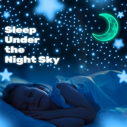Glow in The Dark Stars and Moon for Ceiling, Luminous Star and Moon Wall Decals, Wall Decor, Sticky Fluorescence Ceiling Stars, Gift for boy and Girl,Kids Nursery Bedroom Living Room(Mixed Colors)