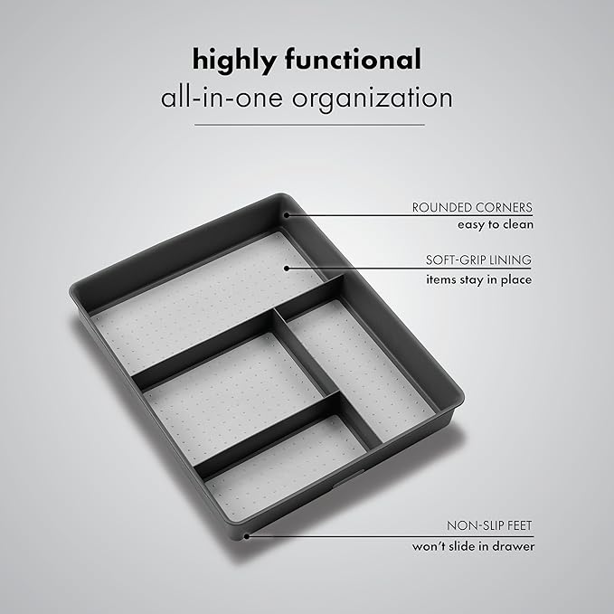 madesmart 4 Compartment Drawer Organizer, Office Tools, & Small Household Items