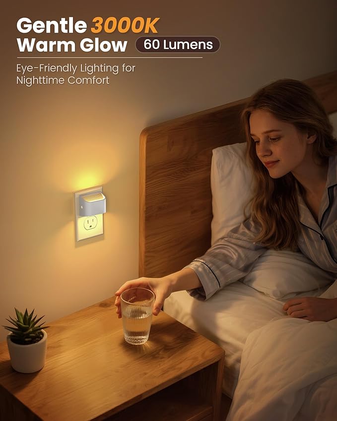 NIORSUN Plug in Night Light, Auto Brightness Sensor Night Light, 3000K Warm