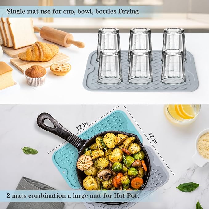 Silicone Dish Drying Mat, Hot Pot, Hot Dishes
