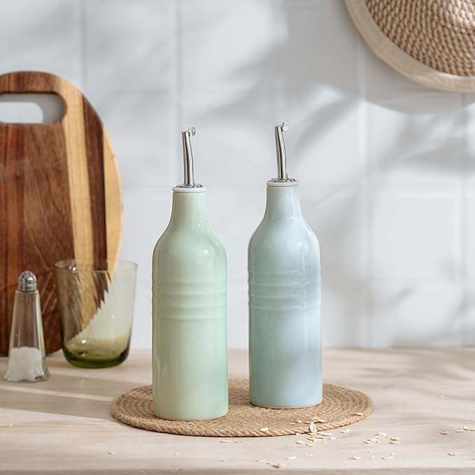 famiware Jupiter 16oz Ceramic Olive Oil Dispenser Bottle, Olive Oil and Vinegar