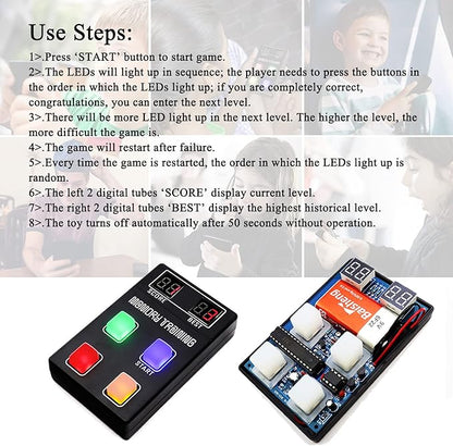 ISolderStore Light Up Memory Practice Game Handheld Electronic Soldering Practice Kit DIY Soldering Project Color Memorizing Classic Board Games