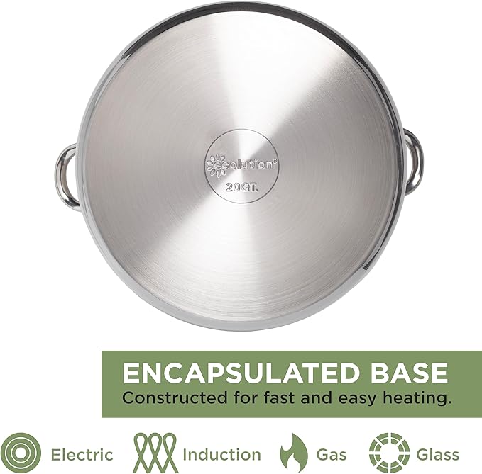 Ecolution Stainless Steel Stock Pot, Encapsulated Induction Ready Cooking Pot