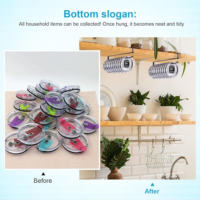 4Pack Tumbler Lid Organizer for Corner Cabinets, Space-Saving Cup Holder