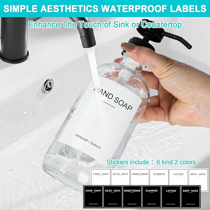 RYTOXILO Clear Soap Dispenser 2 Pack, Glass Soap Dispenser