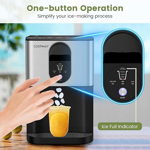 COSTWAY Self Dispensing Nugget Ice Maker Countertop, 56 Lbs/24H Soft Chewable
