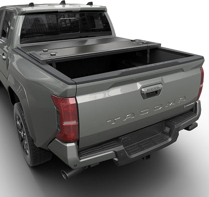 Tutel Hard Shell Folding Truck Bed Tonneau Cover|Fits 2016-2026 Toyota Tacoma w/OE Track System 5' 1" Bed (60.5") - TULH021