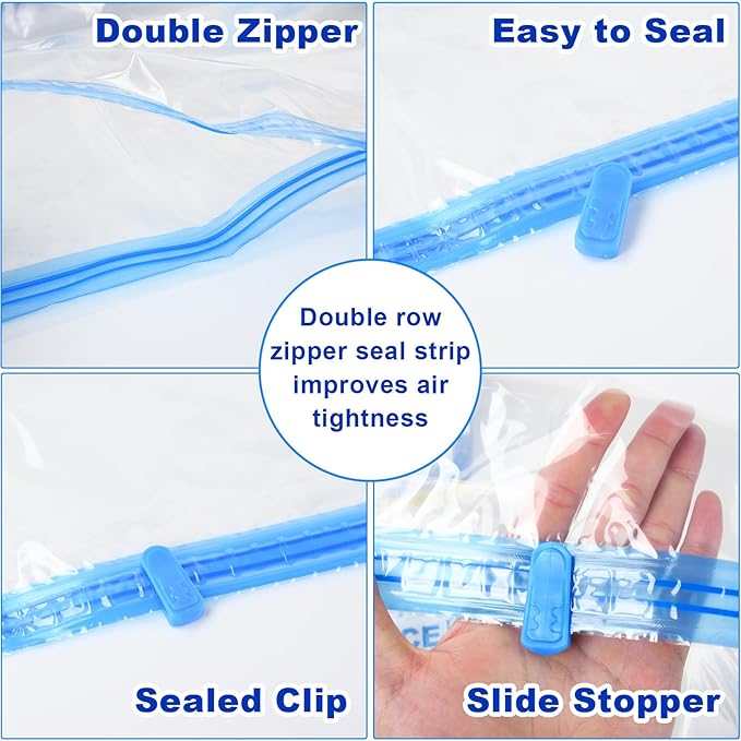 SZO 10 Pack Vacuum Storage Bags (5 Large/5 Medium),Durable & Reusable Storage Bags,Vacuum Seal Bags For Clothing Travel, Space Saver Bags For Luggage, Blankets,Bedding,Moving Bags（No Pump Include）