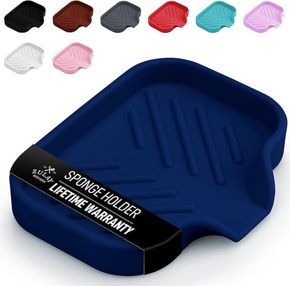 Zulay Kitchen Small Silicone Sponge Holder – Space-Saving Sink Organizer Tray
