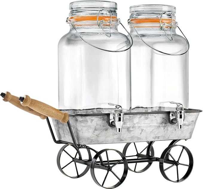 Vintage Wagon Glass Beverage Dispenser