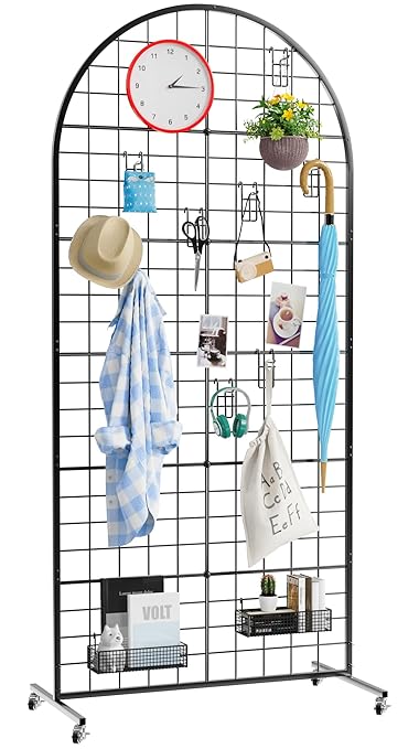 Asee'm Grid Wall Panels Display Stand 2.6' x 5.8' FT Black Movable Wire Grid