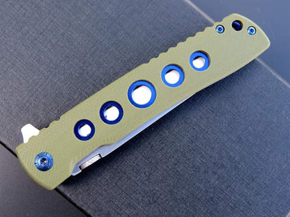Eafengrow EF27 Folding knife, D2 Steel Blade Everyday Carry, Flipper Open, Liner Lock, G10 Handle Pocket Knifes with Clip for Camping Hiking(Green)