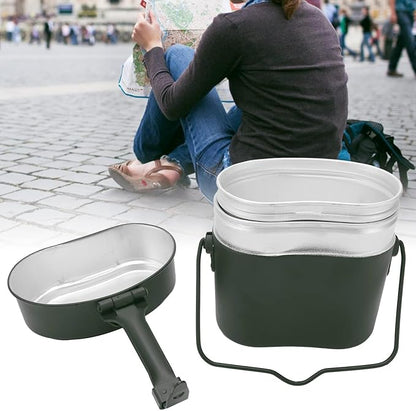 Military Mess Tin, Aluminium 180??Temperature Resistant Military Lunch Box Cookware Mess Kit Pots Pans Set for Outdoor Camping Hiking Picnic BBQ