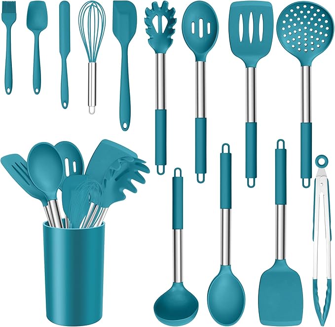 E-far 14 Pieces Silicone Cooking Utensils Set, Kitchen Utensils Set