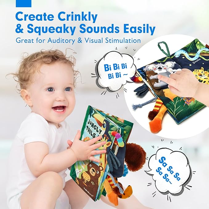 hahaland Baby Books 0-6 Months,Infant Tummy Time Toy Sensory Toys 6 to 12 Months Touch Feel Book Travel Toy Gifts for Boy Girl 0-3 Month Baby Shower Christmas Birthday Gifts Stocking Stuffers (Single)