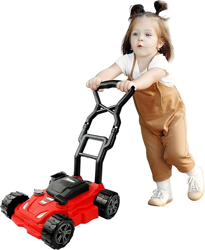Kids Lawn Mower - Toy Choi's Pretend Play Series Toddler Lawn Mower, Indoor Outdoor Push Gardening Summer Toy Tool Set for Boys & Girls 3,4,5,6,7,8