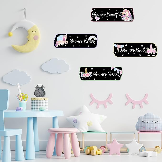 Glow in The Dark Stars Unicorn Wall Decals, Glowing Motivational Wall Art Inspirational Sticker, Peel and Stick Ceiling Decal for Girl's Room
