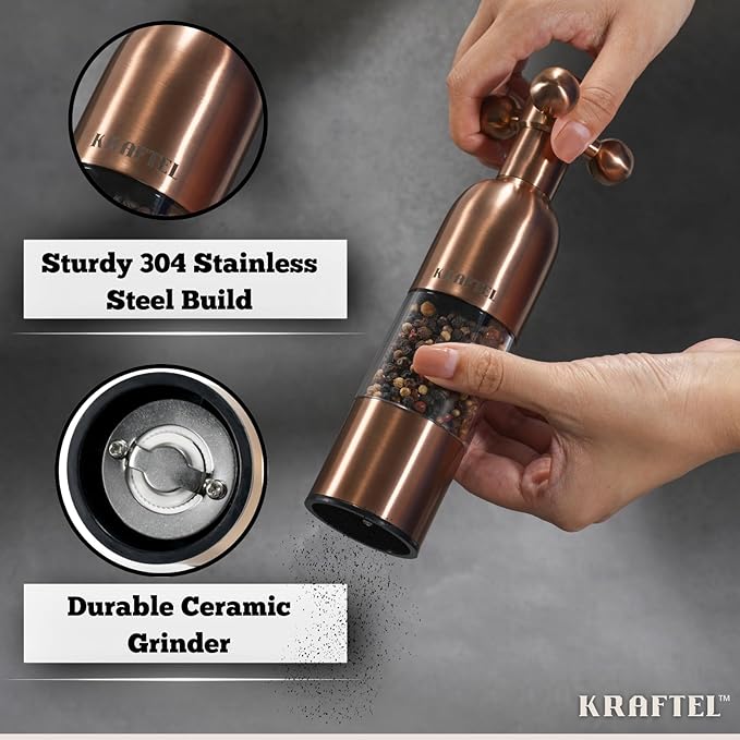 Premium 8" Salt and Pepper Grinder 2PK. Large Peppermill