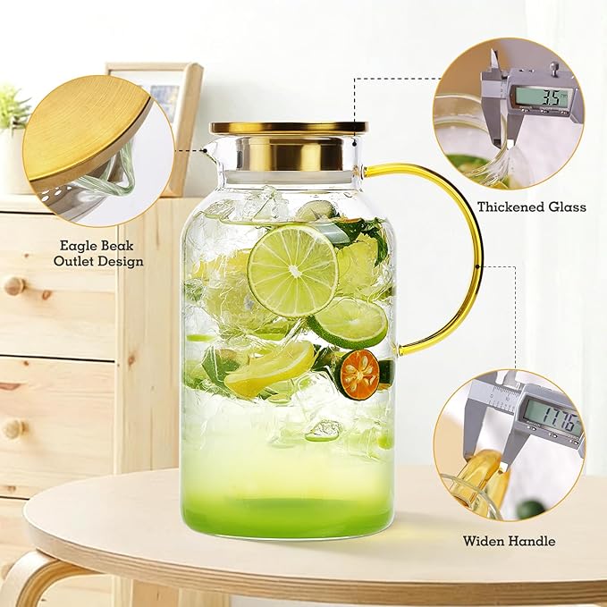 2 Pack 2 Liter/68oz Glass Pitchers