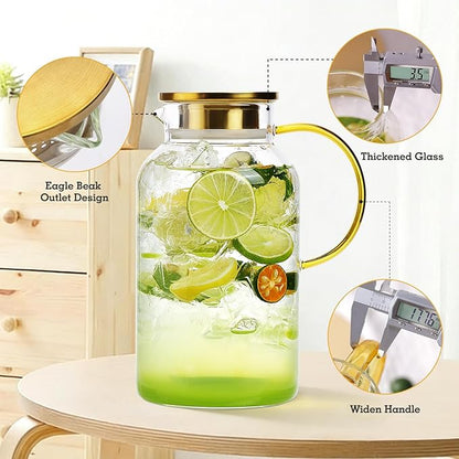 2 Pack 2 Liter/68oz Glass Pitchers