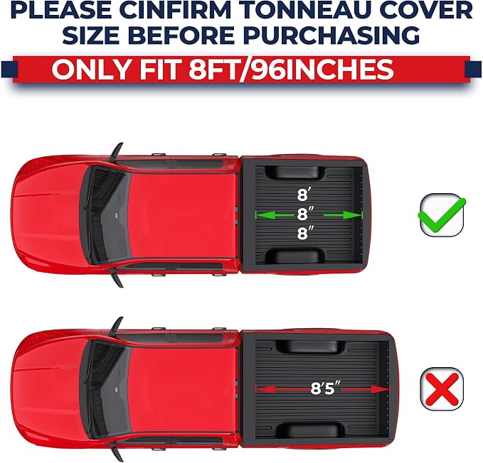 MOSTPLUS Roll-Up Soft Vinyl Truck Bed Tonneau Cover Compatible with 2007-2013 Toyota Tundra Fleetside w/Deckrail System 8 FT 97.6 inch On Top